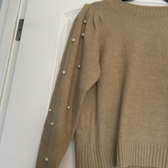 Lush Women’s Tan Pearl Sleeve Sweater - XS - Picture 3 of 6